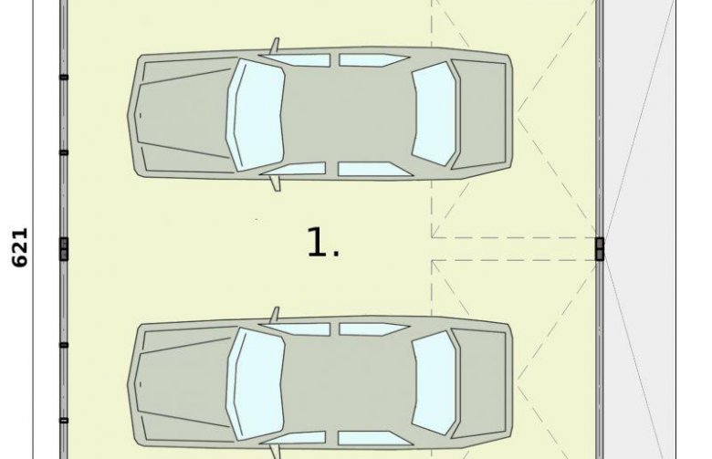 Projekt garażu GB14 garaż blaszany dwustanowiskowy - rzut przyziemia