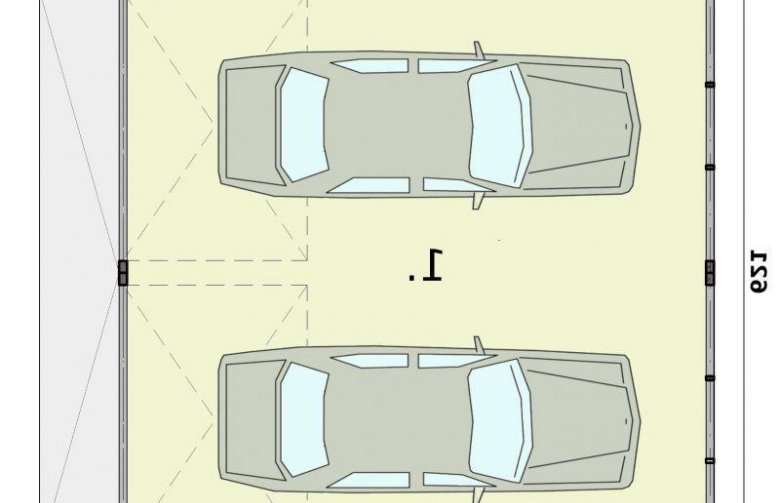 Projekt garażu GB14 garaż blaszany dwustanowiskowy - rzut przyziemia