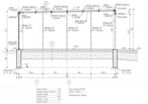 Przekrój projektu GB14 garaż blaszany dwustanowiskowy