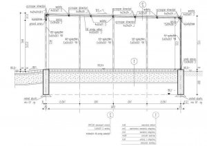 Przekrój projektu GB14 garaż blaszany dwustanowiskowy w wersji lustrzanej