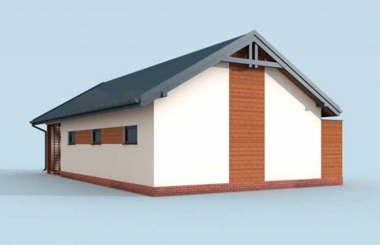Projekt budynku gospodarczego G281 garaż dwustanowiskowy z pomieszczeniem gospodarczym i wiatą
