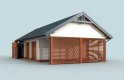Projekt budynku gospodarczego G281 garaż dwustanowiskowy z pomieszczeniem gospodarczym i wiatą - wizualizacja 3