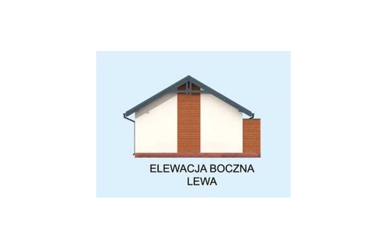 Projekt budynku gospodarczego G285 garaż jednostanowiskowy z pomieszczeniem gospodarczym i werandą - elewacja 3