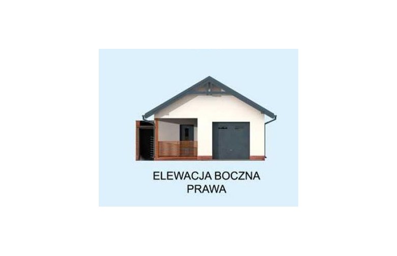 Projekt budynku gospodarczego G285 garaż jednostanowiskowy z pomieszczeniem gospodarczym i werandą - elewacja 4