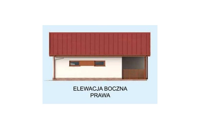 Projekt budynku gospodarczego G286 garaż dwustanowiskowy z werandą - elewacja 4