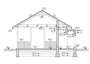 Przekrój projektu G286 garaż dwustanowiskowy z werandą w wersji lustrzanej