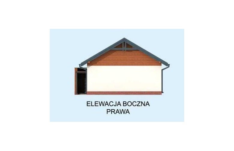 Projekt budynku gospodarczego G288 garaż jednostanowiskowy z wiatą rekreacyjną - elewacja 4