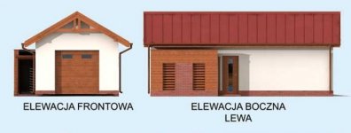 Elewacja projektu G291 garaż jednostanowiskowy z pomieszczeniem gospodarczym - 1