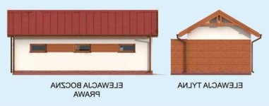 Elewacja projektu G291 garaż jednostanowiskowy z pomieszczeniem gospodarczym - 2 - wersja lustrzana