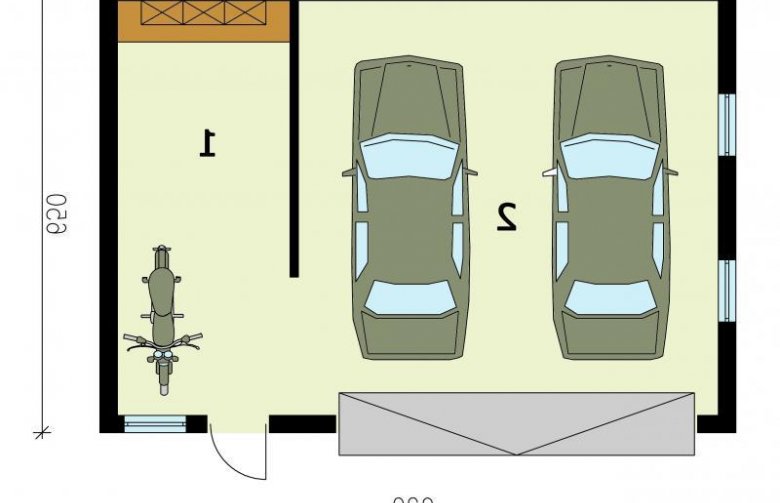 Projekt garażu G296 dwustanowiskowy z pomieszczeniem gospodarczym  - rzut przyziemia