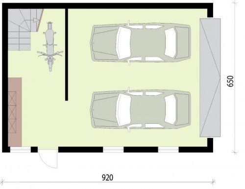 RZUT PRZYZIEMIA G298  garaż dwustanowiskowy z pomieszczeniem gospodarczym i poddaszem użytkowym 