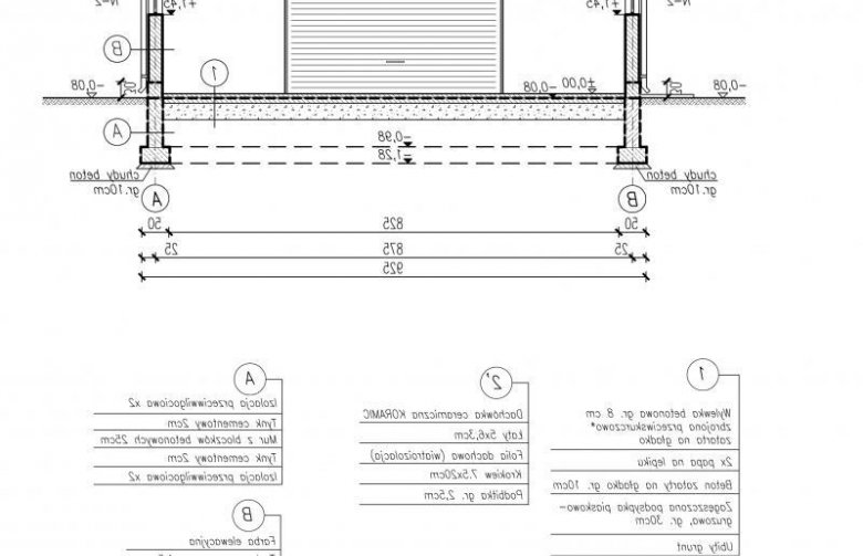 Projekt budynku gospodarczego G302  - przekrój 1