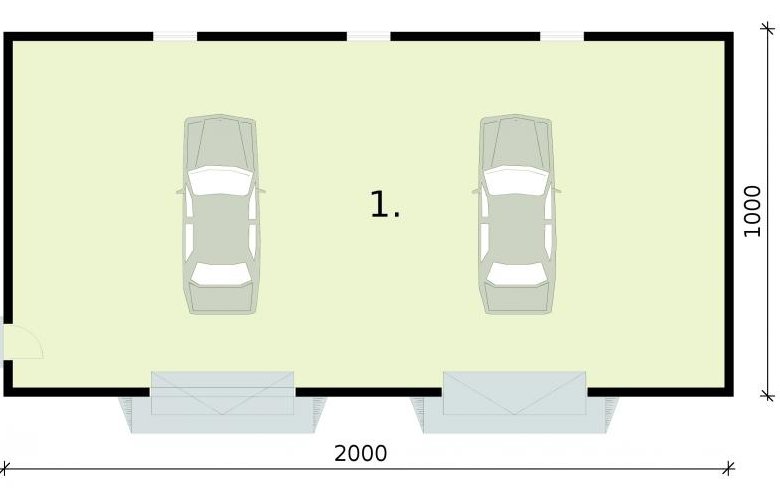 Projekt budynku gospodarczego G303 garaż dwustanowiskowy - rzut przyziemia