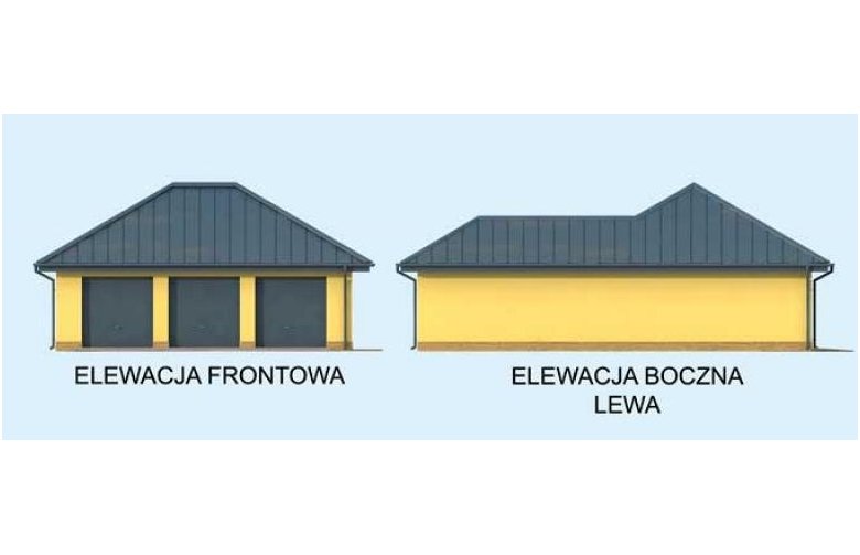 Projekt garażu G306 trzystanowiskowy - elewacja 1