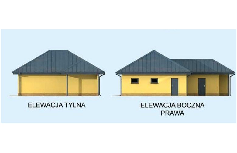 Projekt garażu G306 trzystanowiskowy - elewacja 2