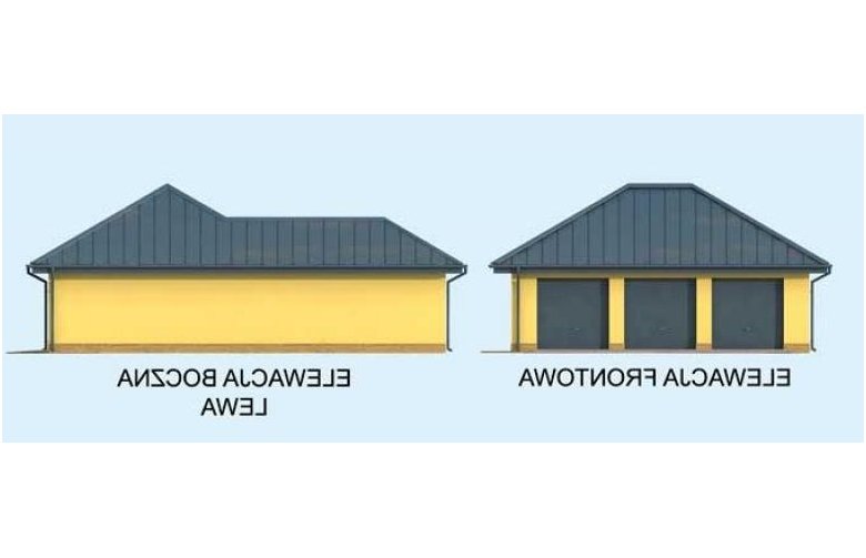 Projekt garażu G306 trzystanowiskowy - elewacja 1