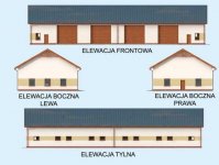 Elewacja projektu G307 garaż czterostanowiskowy z pomieszczeniami gospodarczymi - 1