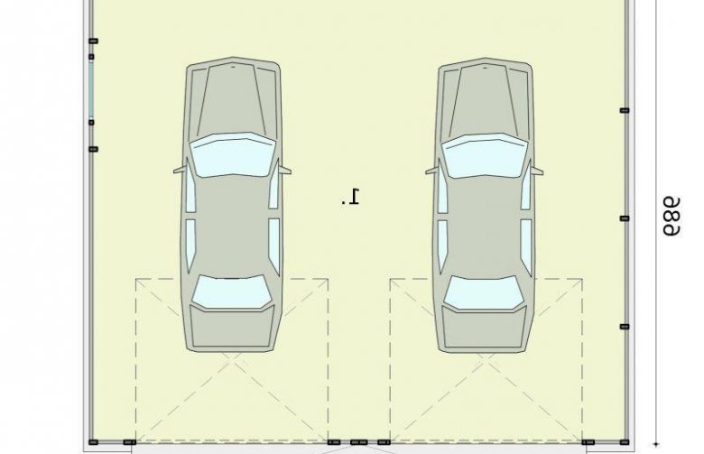 Projekt garażu GB18 blaszany dwustanowiskowy - rzut przyziemia