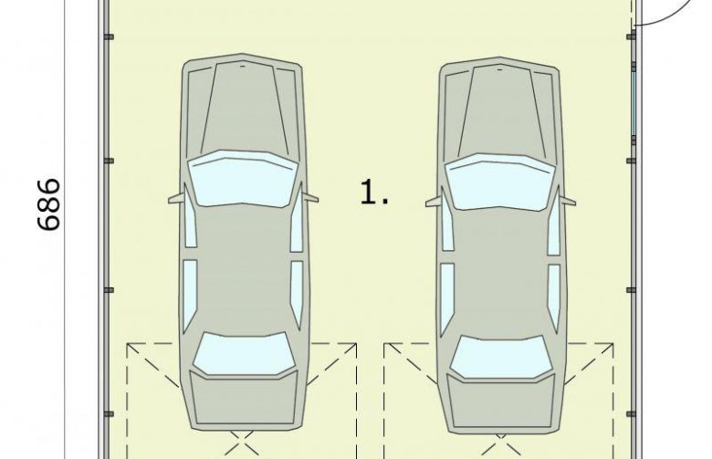 Projekt garażu GB19 blaszany Dwustanowiskowy - rzut przyziemia