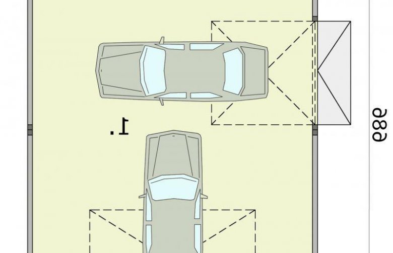 Projekt garażu GB20 blaszany dwustanowiskowy - rzut przyziemia