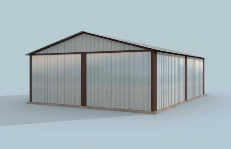 Projekt garażu Budynek gospodarczy GB22 blaszany dwustanowiskowy