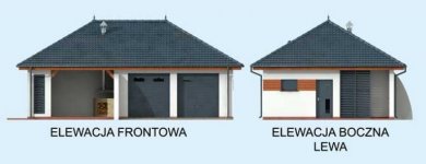 Elewacja projektu G315 dwustanowiskowy z pomieszczeniem gospodarczym i altaną - 1