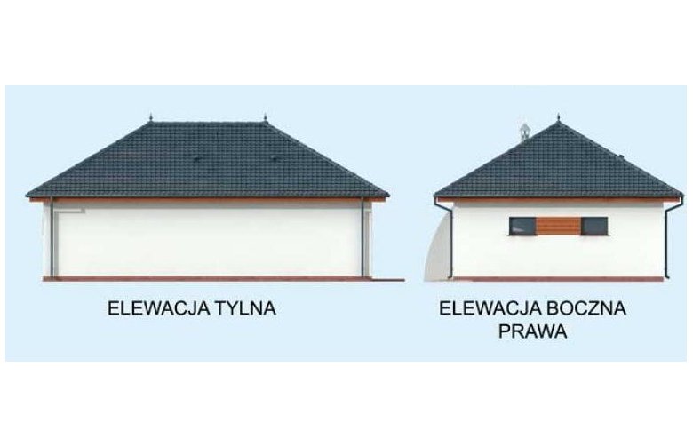 Projekt garażu G315 dwustanowiskowy z pomieszczeniem gospodarczym i altaną - elewacja 2