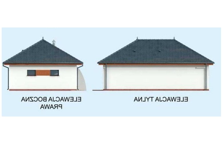 Projekt garażu G315 dwustanowiskowy z pomieszczeniem gospodarczym i altaną - elewacja 2