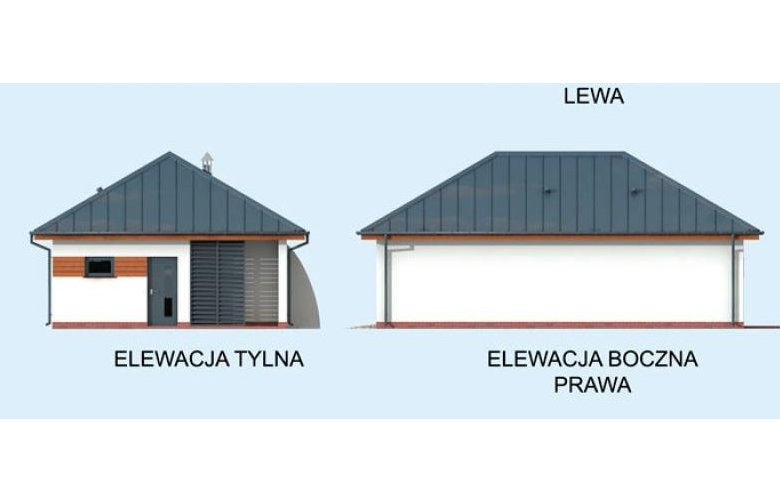 Projekt garażu G320 dwustanowiskowy z pomieszczeniem gospodarczym i altaną - elewacja 2