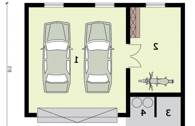 Projekt budynku gospodarczego G316 garaż dwustanowiskowy z pomieszczeniem gospodarczym - rzut przyziemia