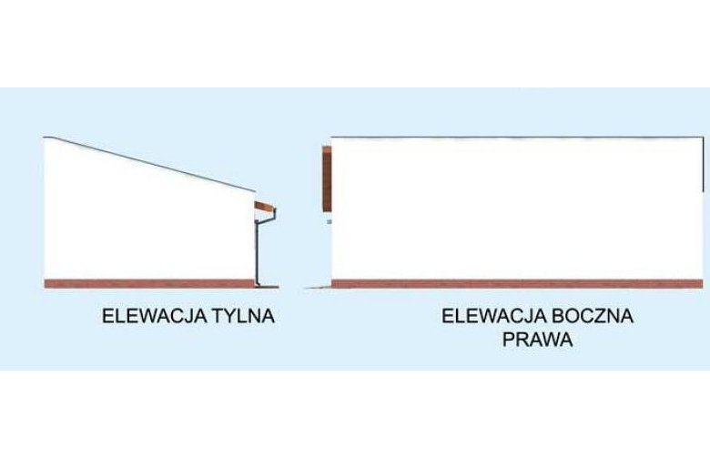 Projekt budynku gospodarczego G318 garaż dwustanowiskowy z pomieszczeniem gospodarczym - elewacja 2