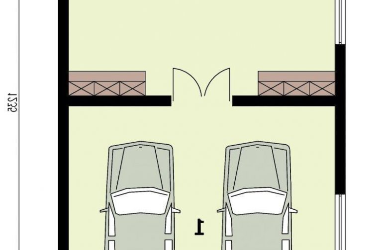 Projekt budynku gospodarczego G319 garaż dwustanowiskowy z pomieszczeniem gospodarczym - rzut przyziemia