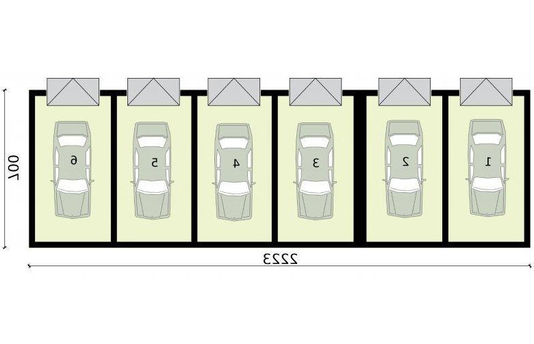 Projekt budynku gospodarczego G317 wielostanowiskowy, dwupoziomowy - rzut przyziemia