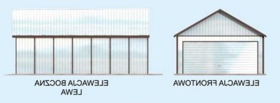 Elewacja projektu GB24 blaszany dwustanowiskowy  - 1 - wersja lustrzana