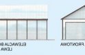 Projekt garażu GB24 blaszany dwustanowiskowy  - elewacja 1