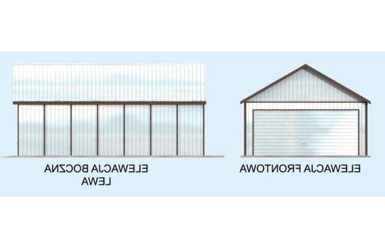 Projekt garażu GB24 blaszany dwustanowiskowy  - elewacja 1