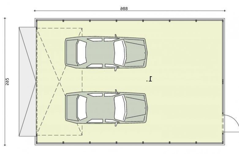 Projekt garażu GB24 blaszany dwustanowiskowy  - rzut przyziemia