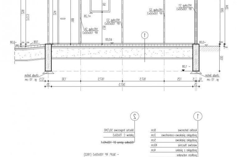 Projekt budynku gospodarczego GB25 blaszany jednostanowiskowy - przekrój 1