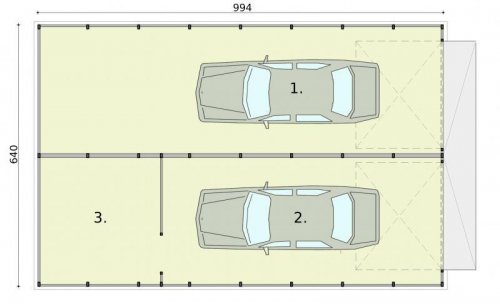 RZUT PRZYZIEMIA GB26 blaszany dwustanowiskowy z pomieszczeniem gospodarczym