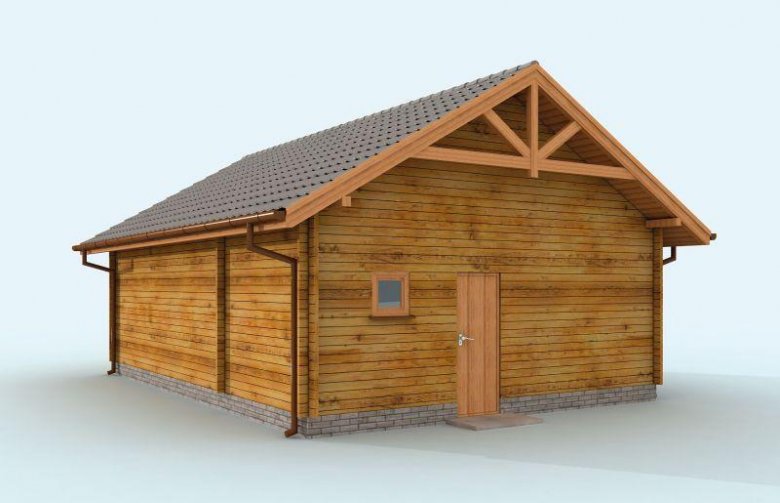 Projekt garażu G84 garaż dwustanowiskowy z bali drewnianych