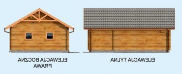 Elewacja projektu G84 garaż dwustanowiskowy z bali drewnianych - 2 - wersja lustrzana