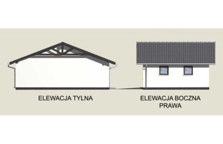 Projekt garażu G3 szkielet drewniany - elewacja 2