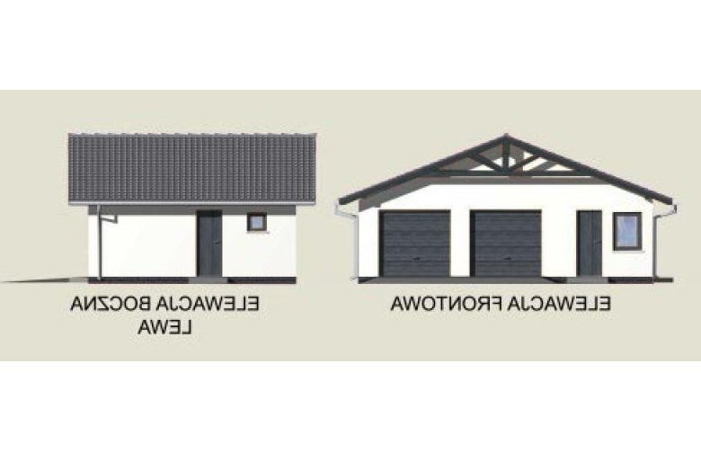 Projekt garażu G3 szkielet drewniany - elewacja 1