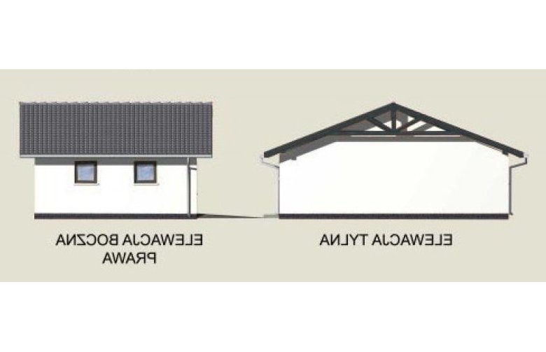 Projekt garażu G3 szkielet drewniany - elewacja 2