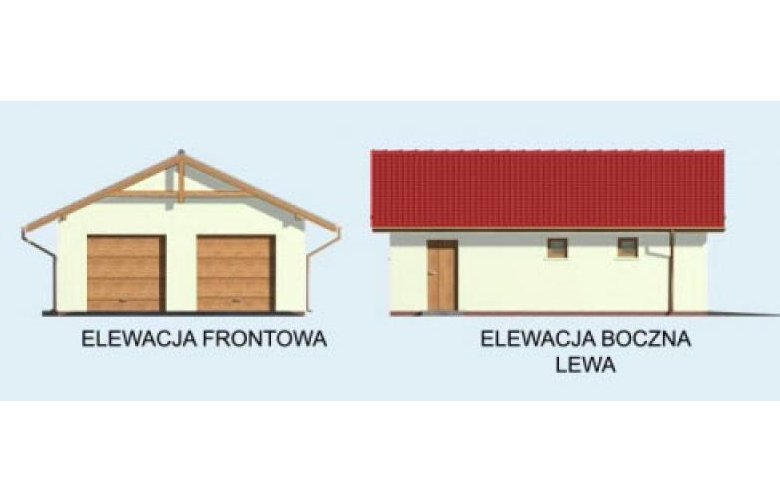 Projekt garażu G1A szkielet drewniany - elewacja 1