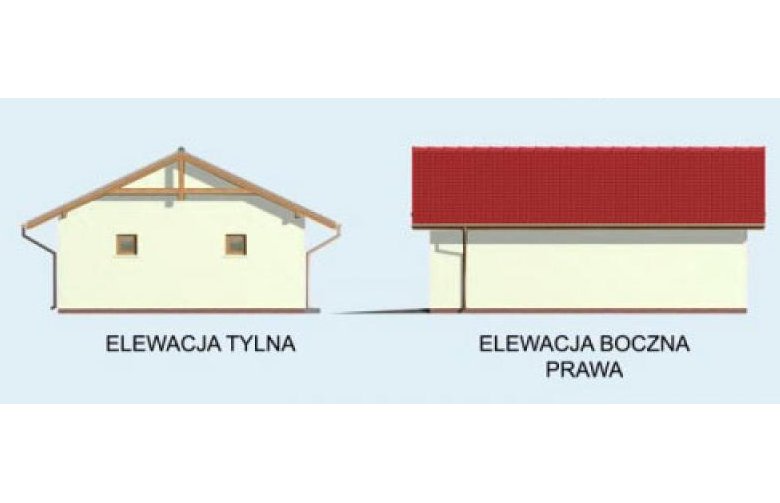 Projekt garażu G1A szkielet drewniany - elewacja 2