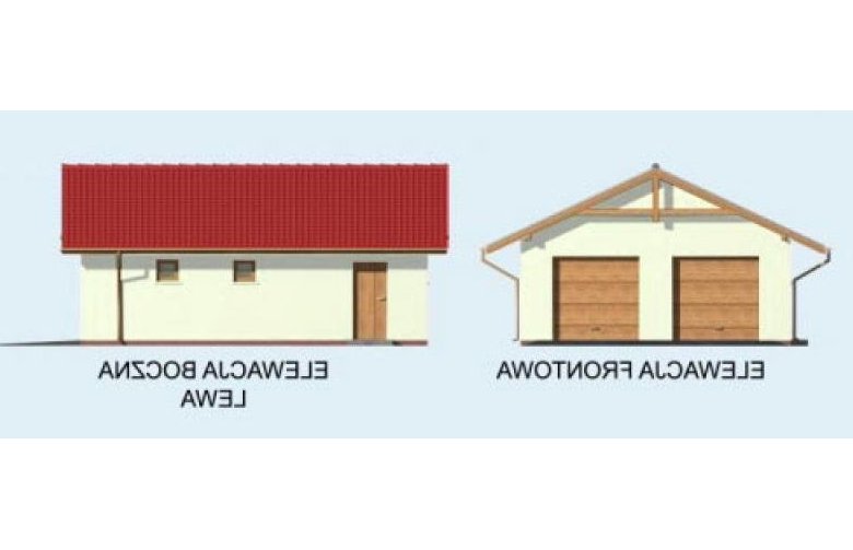 Projekt garażu G1A szkielet drewniany - elewacja 1