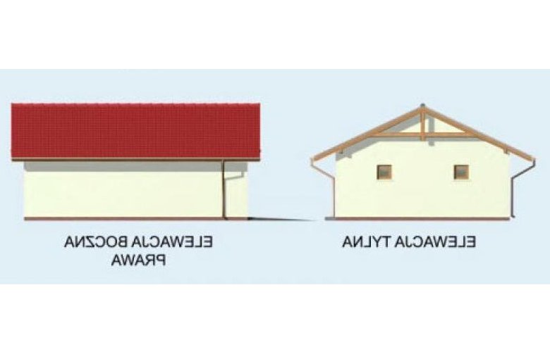 Projekt garażu G1A szkielet drewniany - elewacja 2