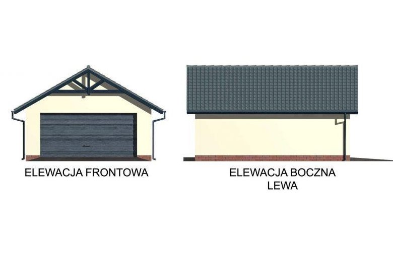 Projekt garażu G2 szkielet drewniany - elewacja 1