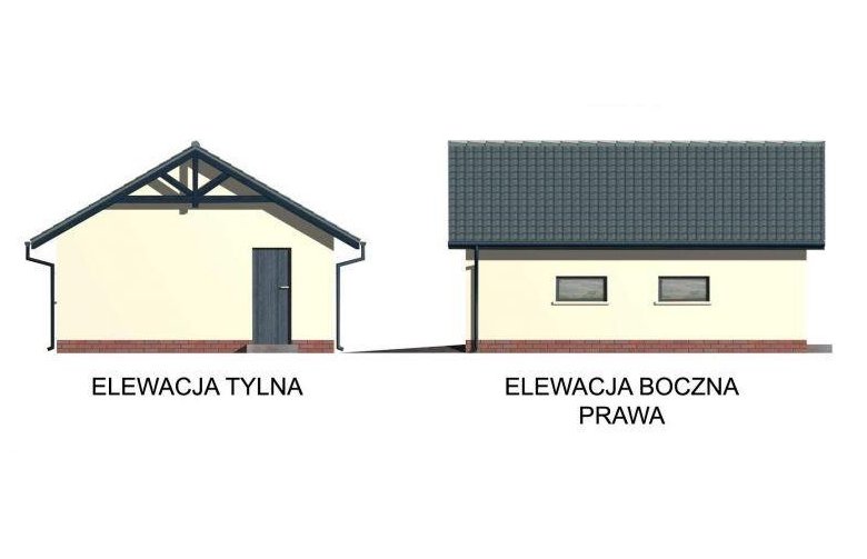 Projekt garażu G2 szkielet drewniany - elewacja 2